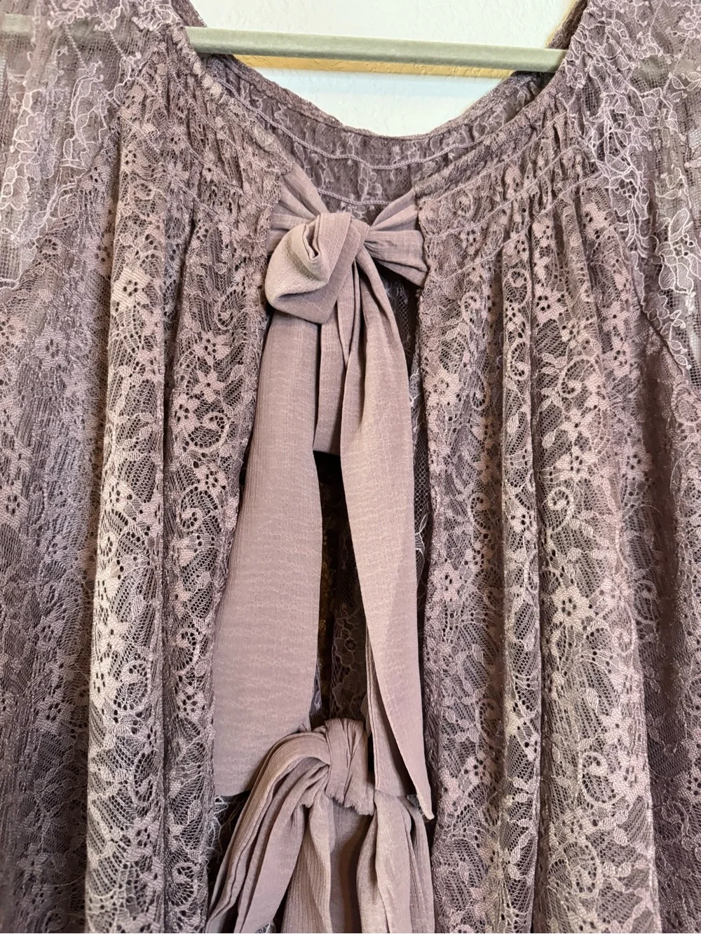 Free People Goldie Knit Top - Plum Dust Size Medium Lace Boho